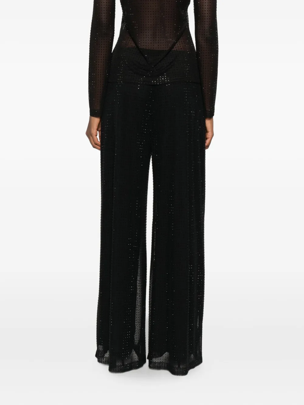 Marella Sequin-embellished Wide-leg Trousers In Black