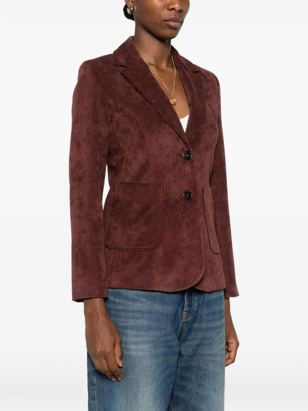Marella Emme Single-breasted Corduroy Blazer In Brown