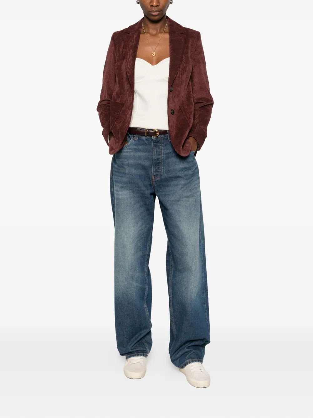 Marella Emme Single-breasted Corduroy Blazer In Brown