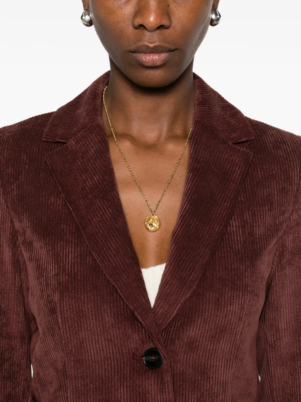 Marella Emme Single-breasted Corduroy Blazer In Brown