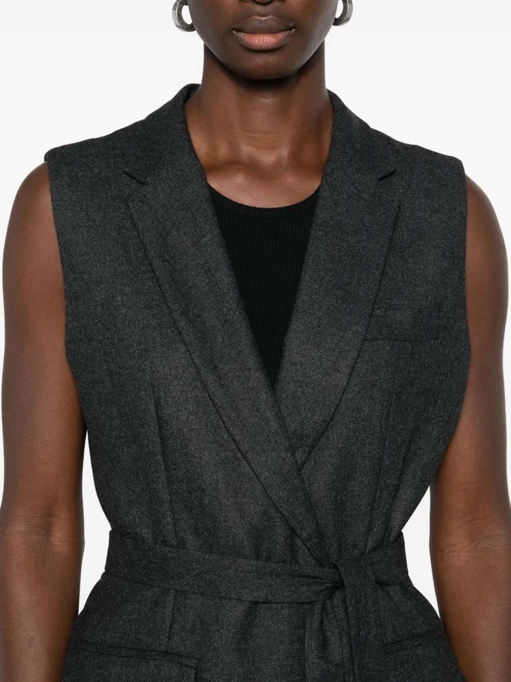 Marella Ursula Tie-waist Waistcoat In Gray