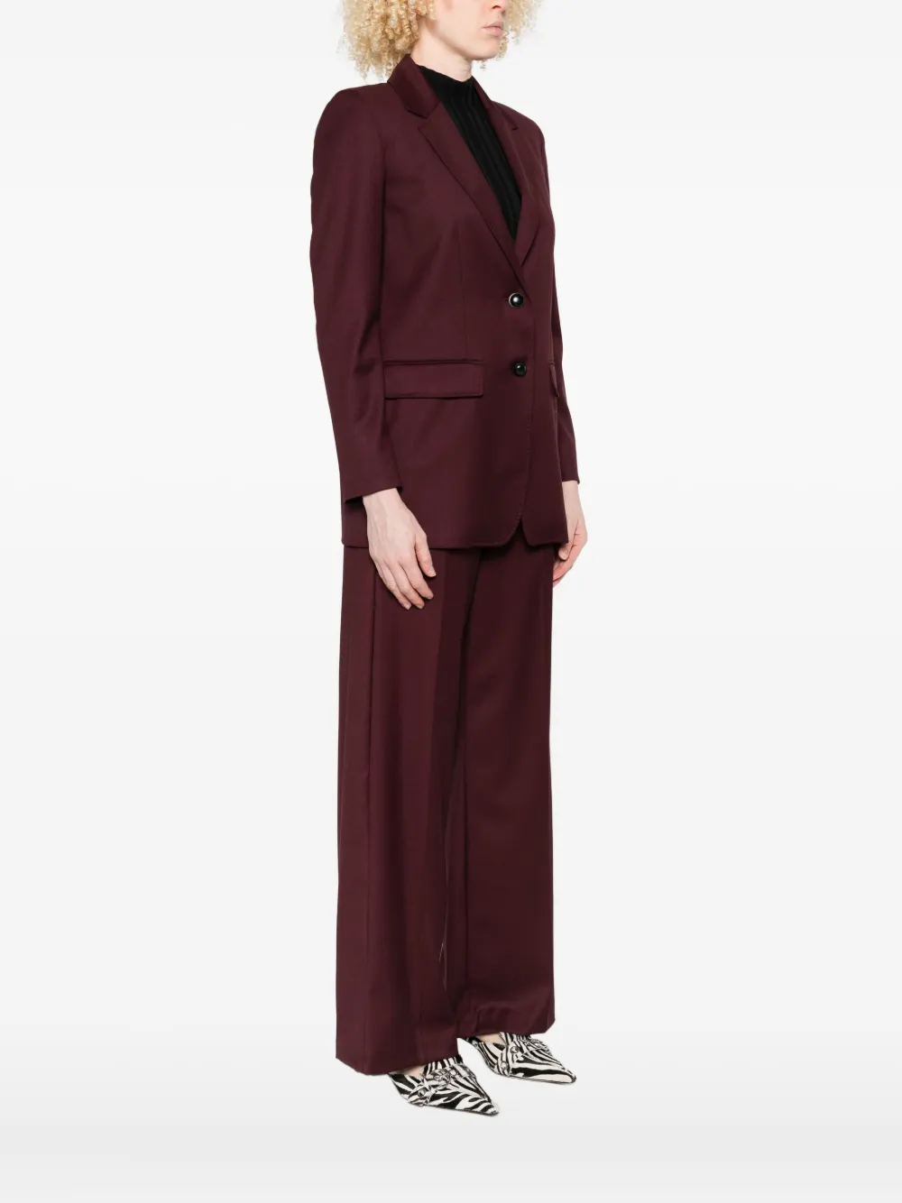 Marella Two-button Notched-lapel Blazer In Burgundy