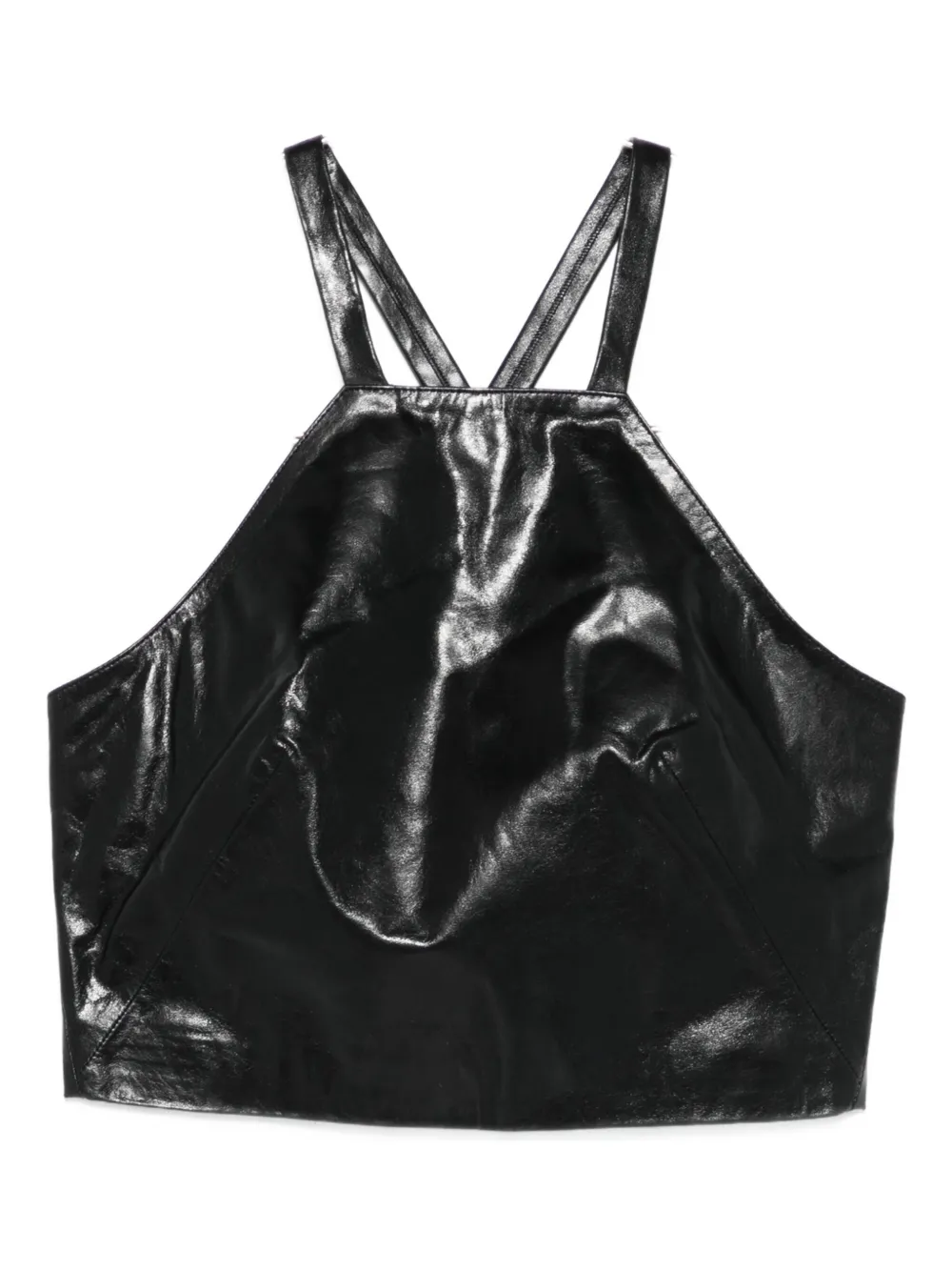 Marella Duero Leather Halterneck Top In Black