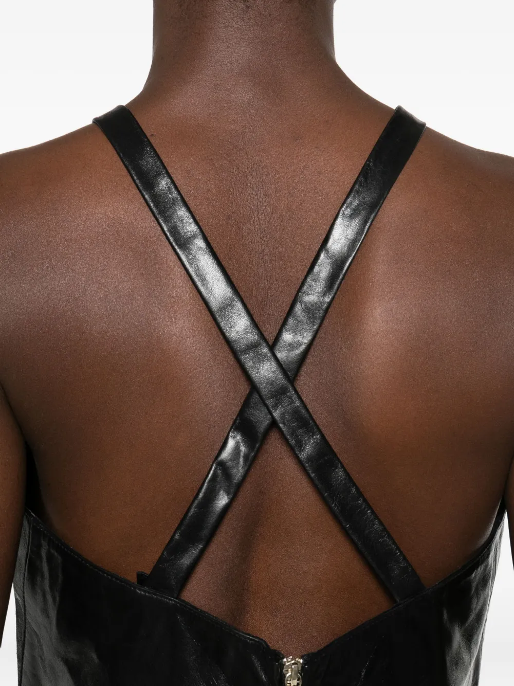 Marella Duero Leather Halterneck Top In Black