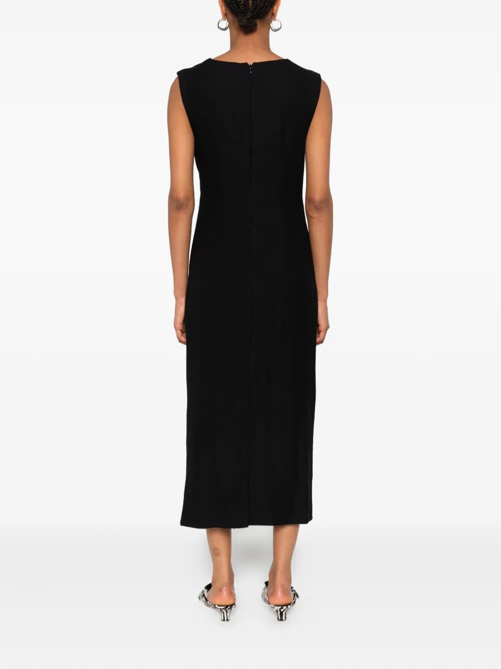Marella rose-embellished sleeveless midi dress Zwart