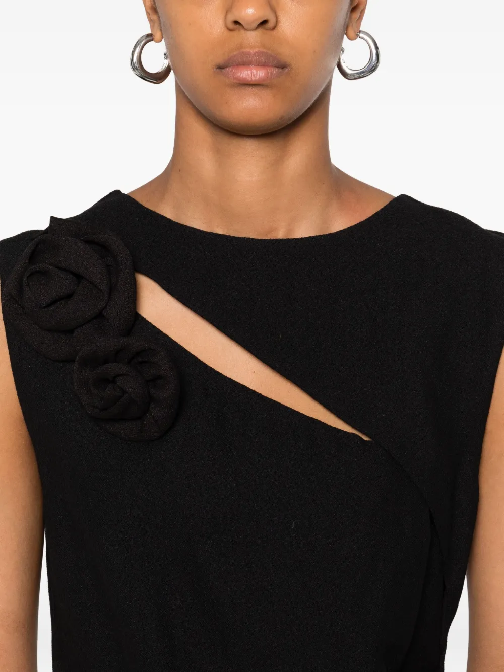 Marella rose-embellished sleeveless midi dress Zwart