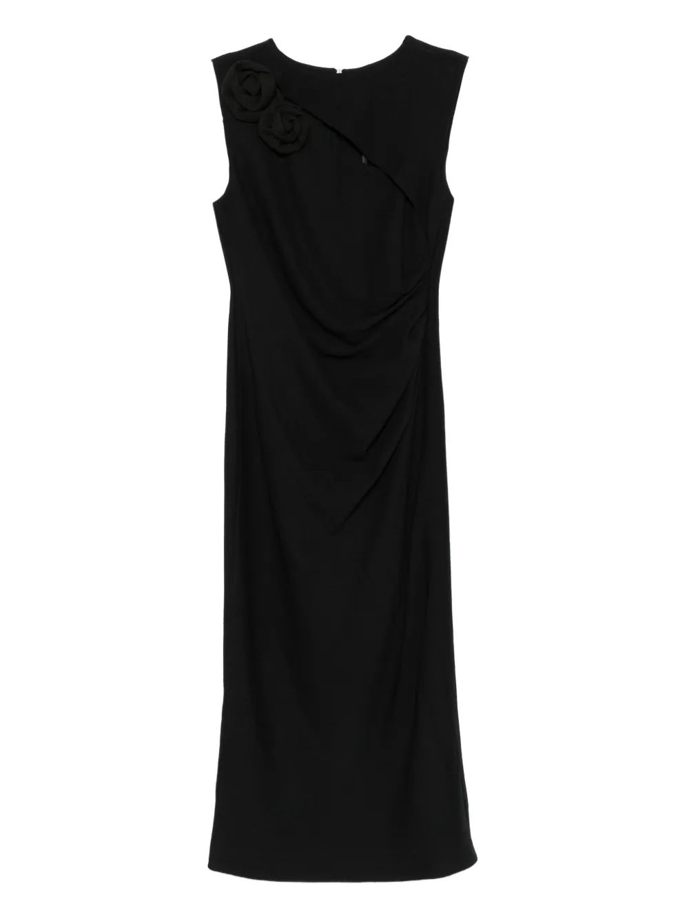Marella rose-embellished sleeveless midi dress Zwart