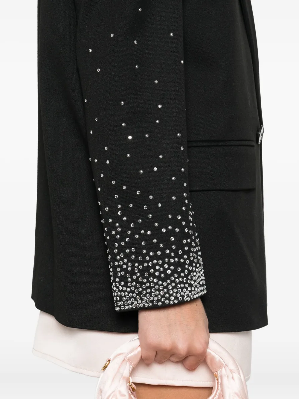 Marella Embellished-sleeve Double-breasted Blazer In Black
