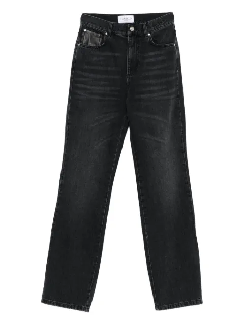 Marella leather-pocket jeans