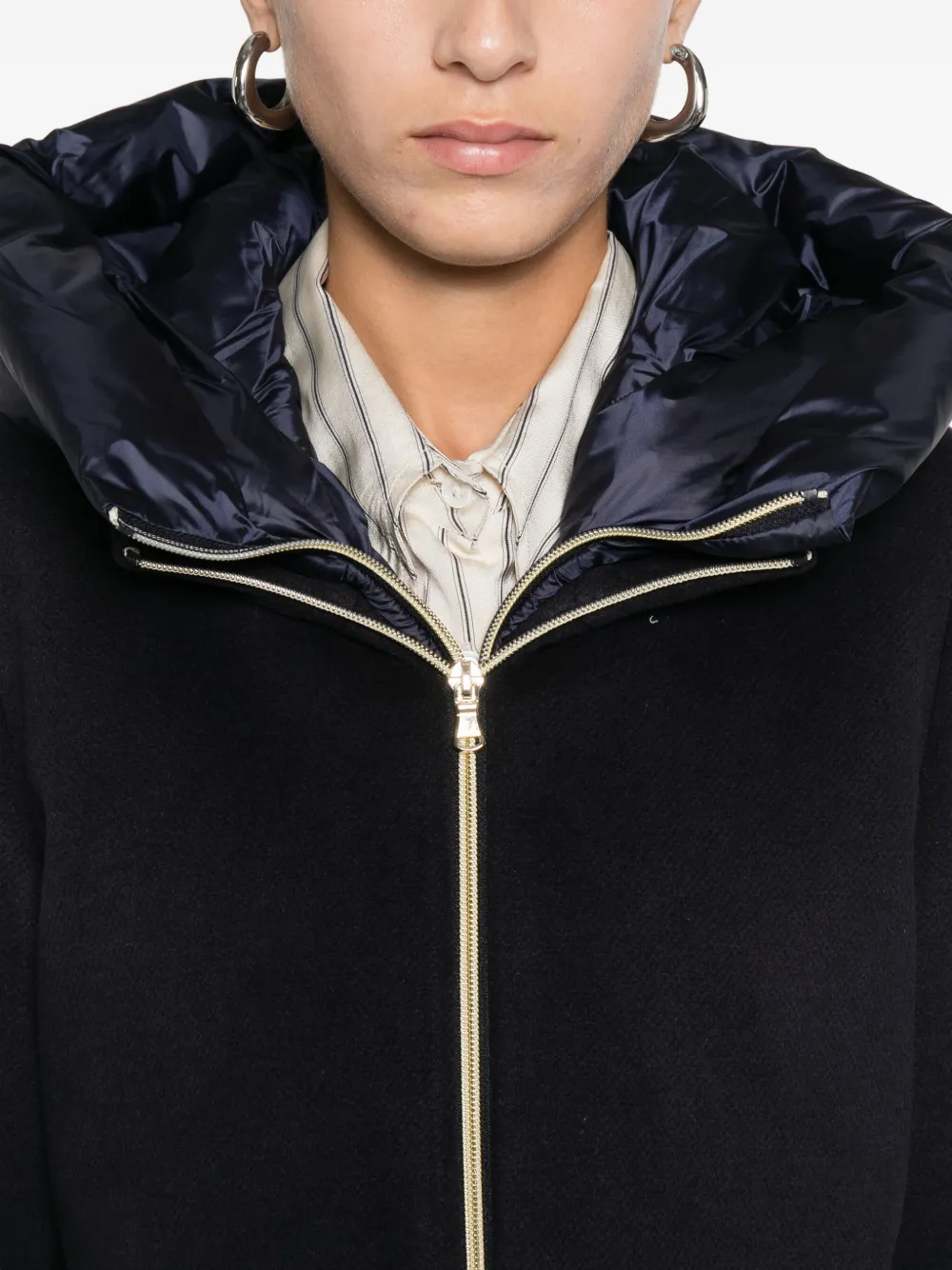 Marella Bacio Hooded Single-breasted Coat In Blue