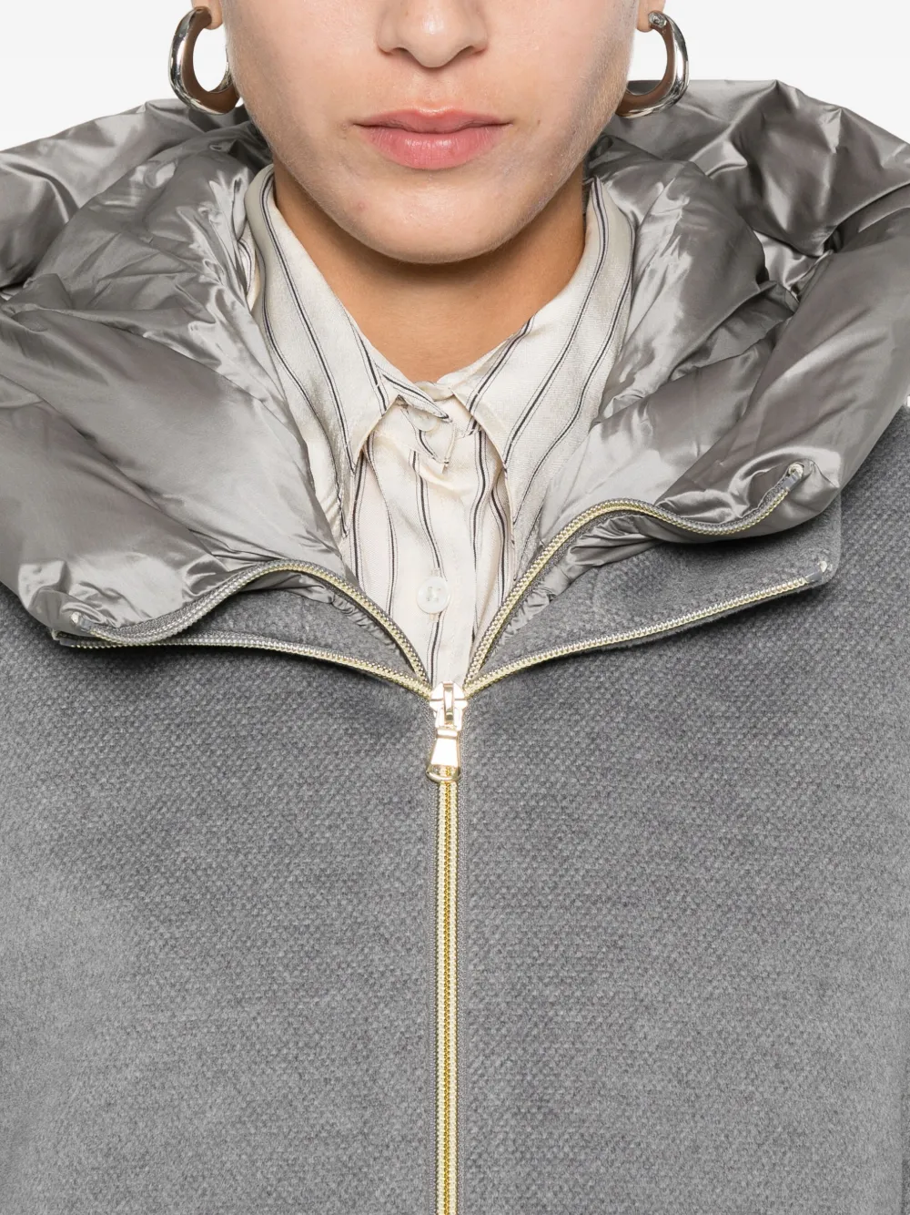 Marella Bacio Hooded Single-breasted Coat In Gray
