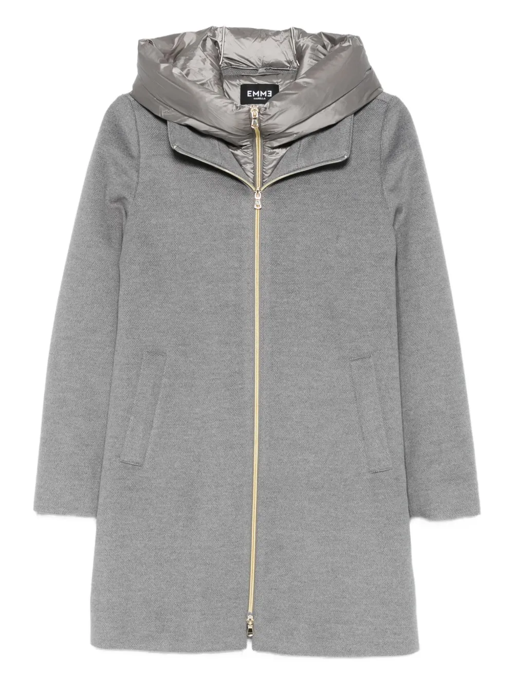 Marella Bacio Hooded Single-breasted Coat In Gray