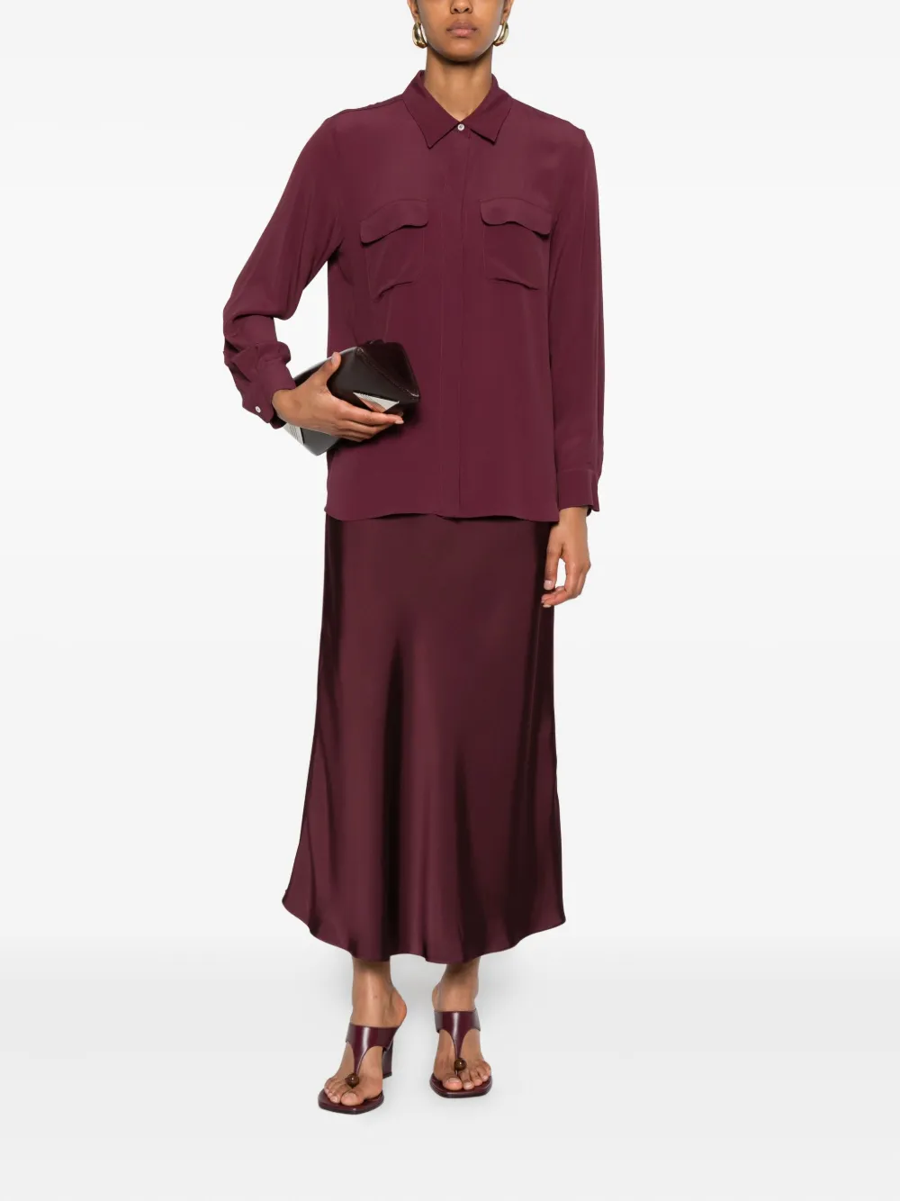 Marella long-sleeve double-pocket shirt Rood