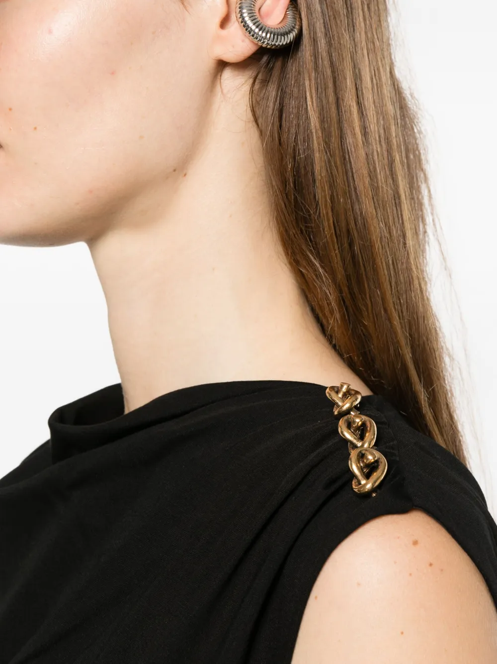 Marella Gedrapeerde jurk met knopen Zwart