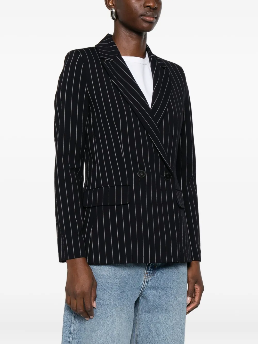 Marella Drink Pinstripe Double-breasted Blazer In Black