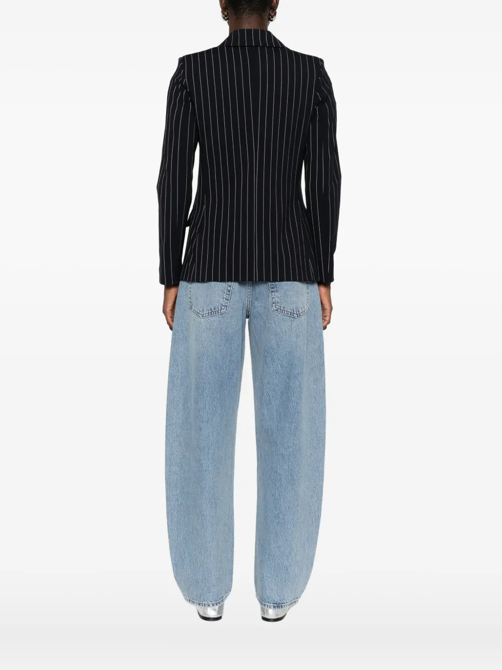Marella Drink Pinstripe Double-breasted Blazer In Black
