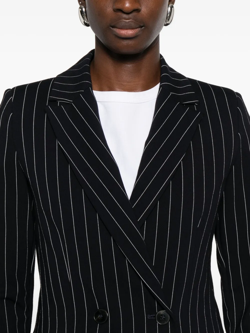 Marella Drink Pinstripe Double-breasted Blazer In Black