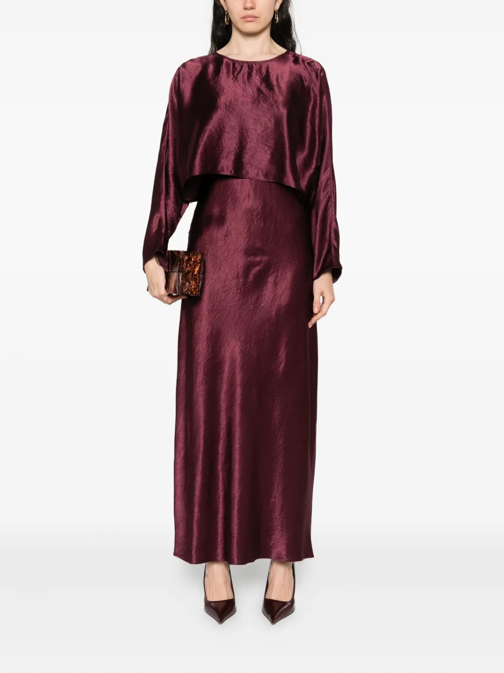 Marella satin long-sleeve dress - Rood