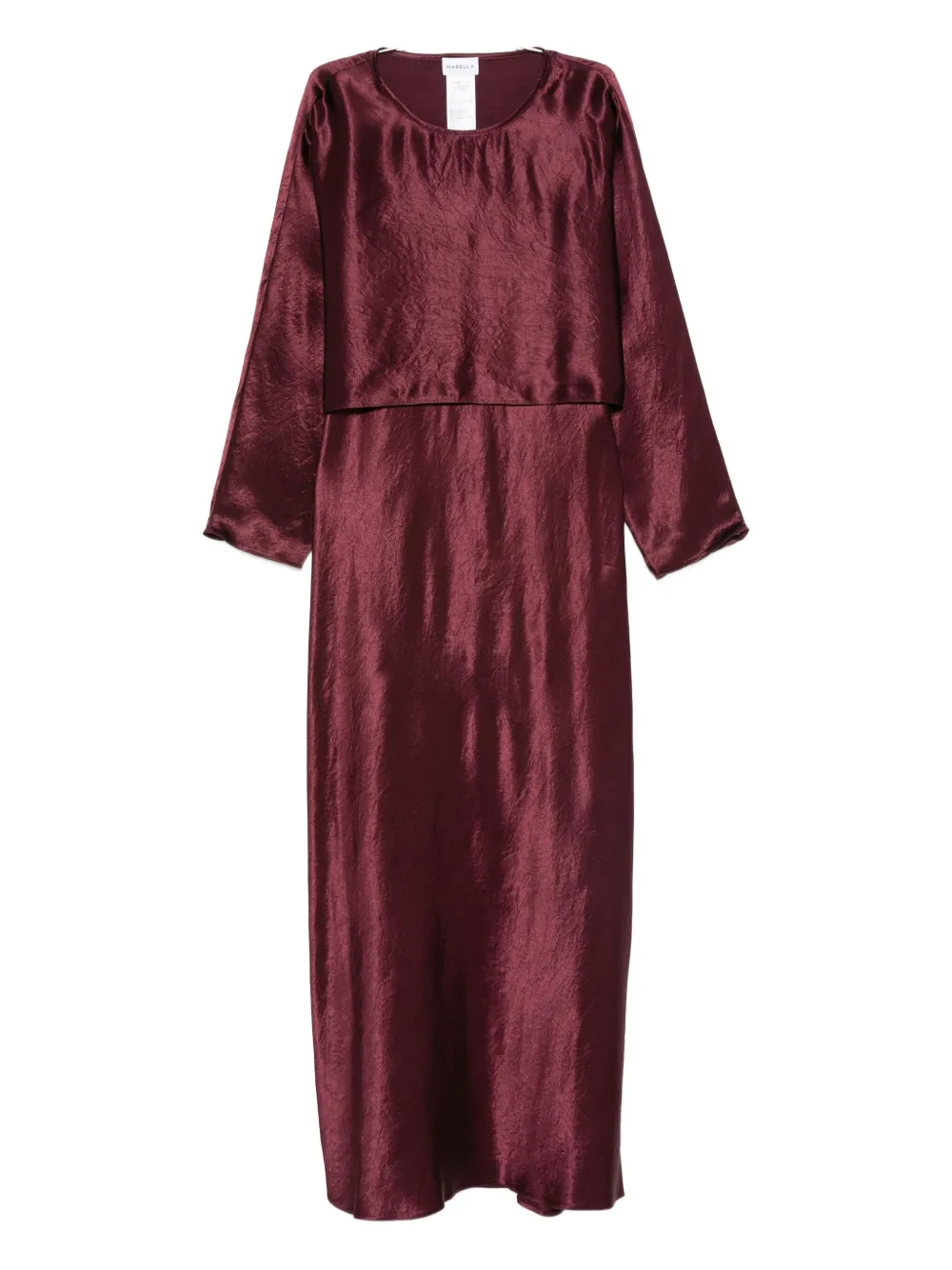 Marella Satin Long-sleeve Dress In Brown