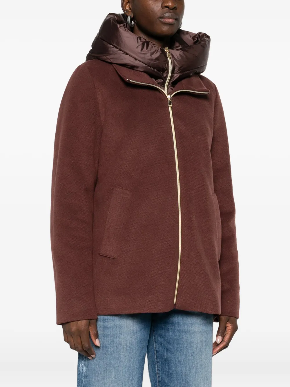 Marella Sorriso Hooded Zip-up Jacket In Brown