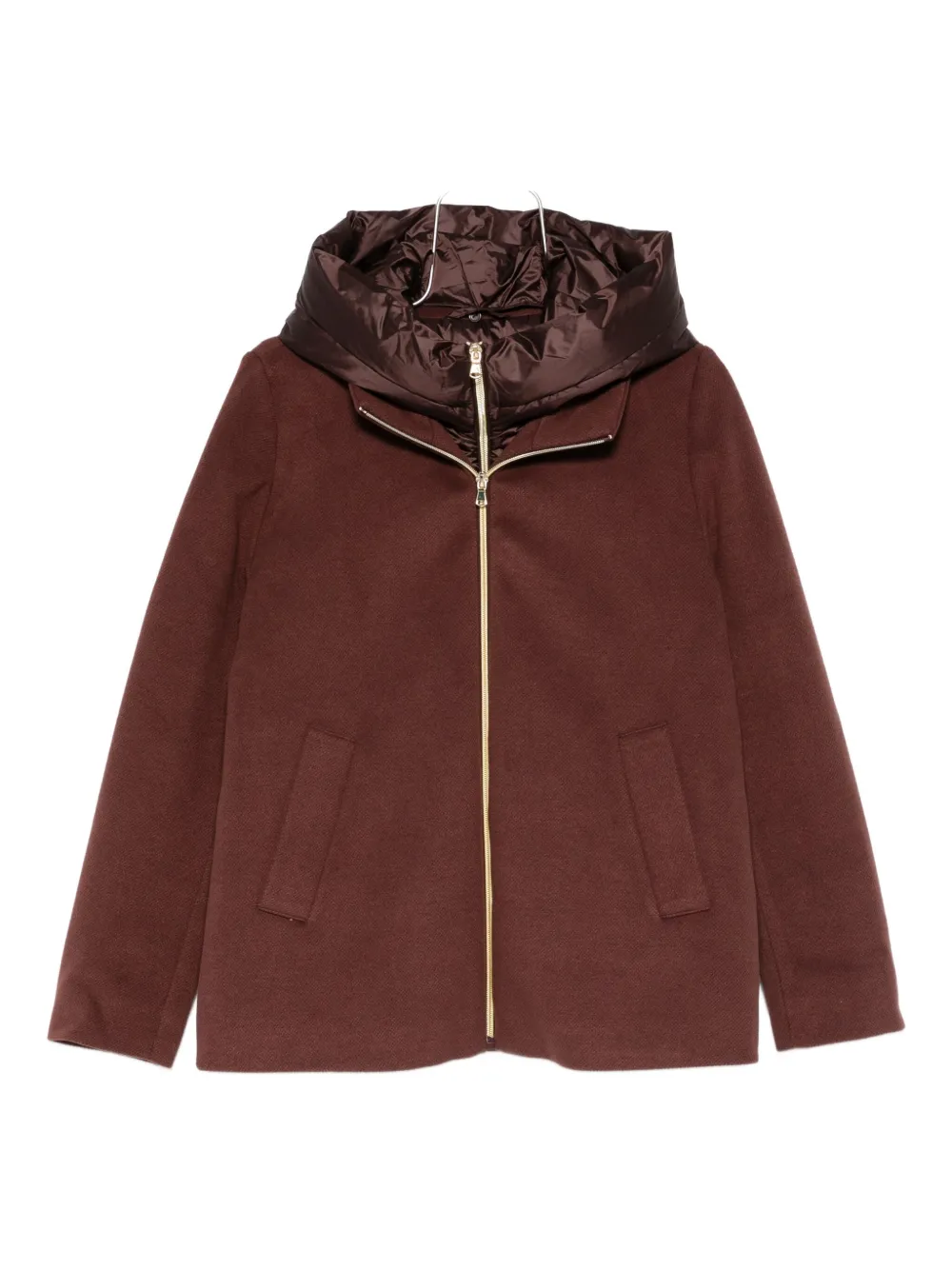 Marella Sorriso Hooded Zip-up Jacket In Brown