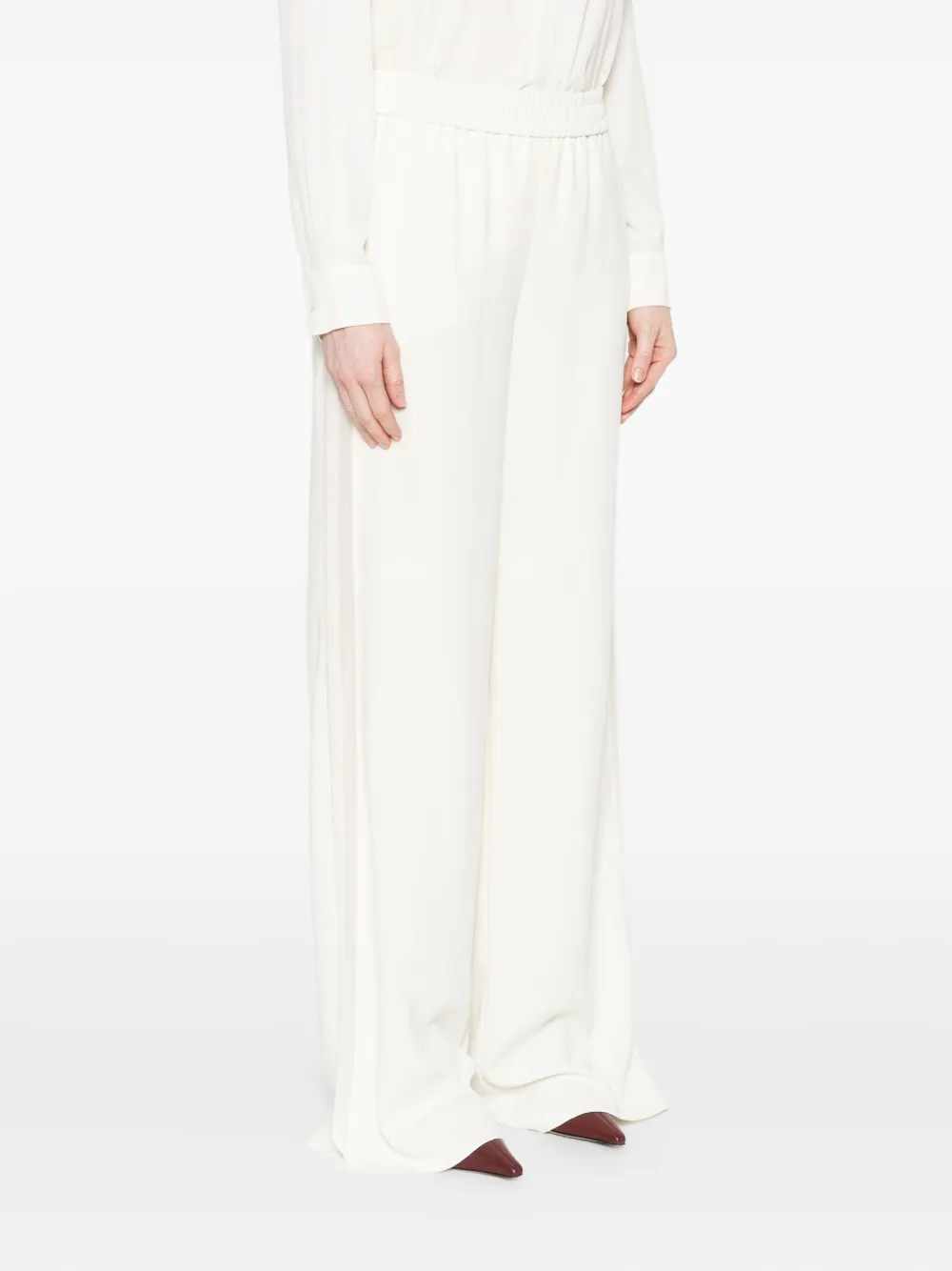 Marella Elastic-waist Wide-leg Trousers In White