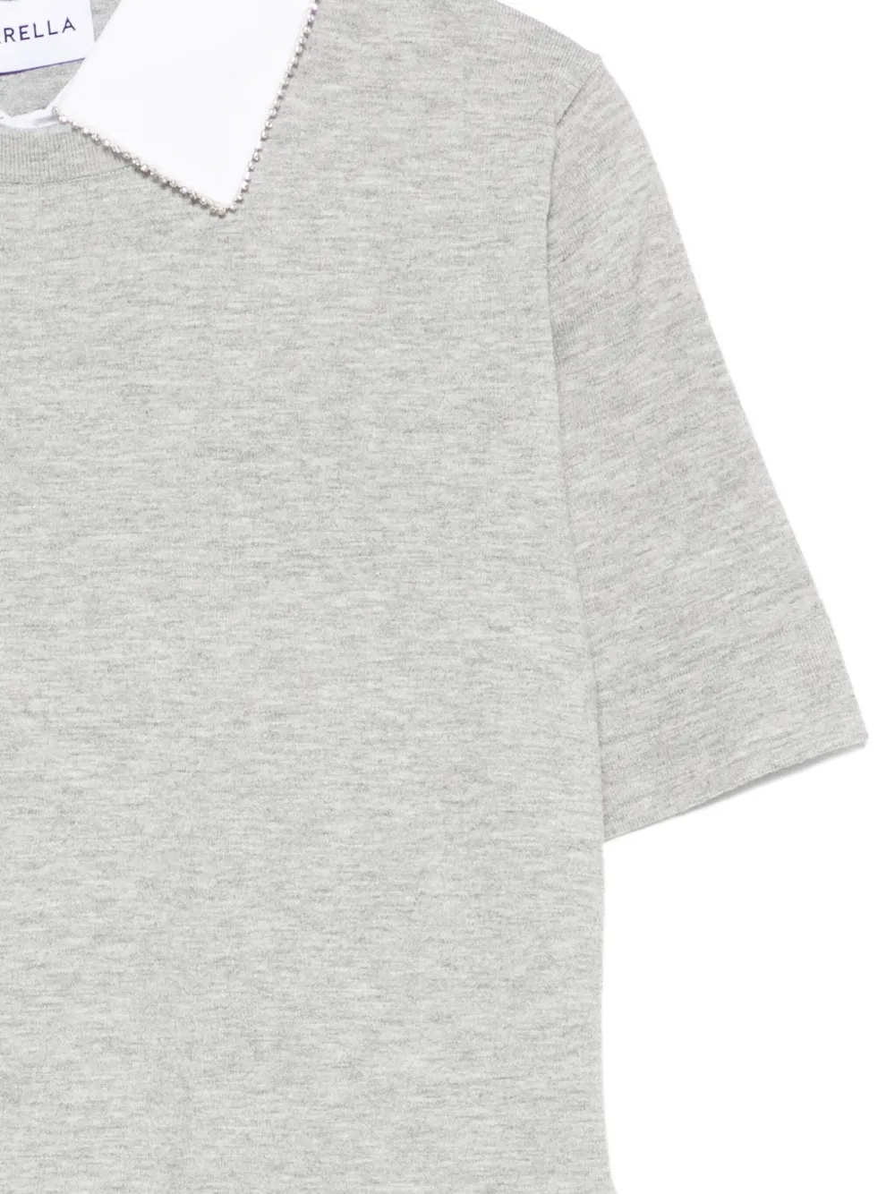 Marella embellished-collar short-sleeve top Grijs