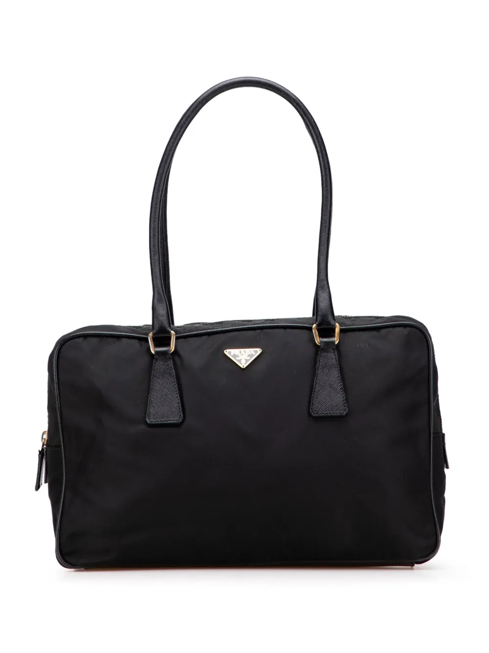 Prada Pre-Owned 2000-2013 サフィアーノトリム テスート ハンドバッグ - ブラック Prada Pre-Owned 2000-2013 サフィアーノトリム テスート ハンドバッグ - ブラック