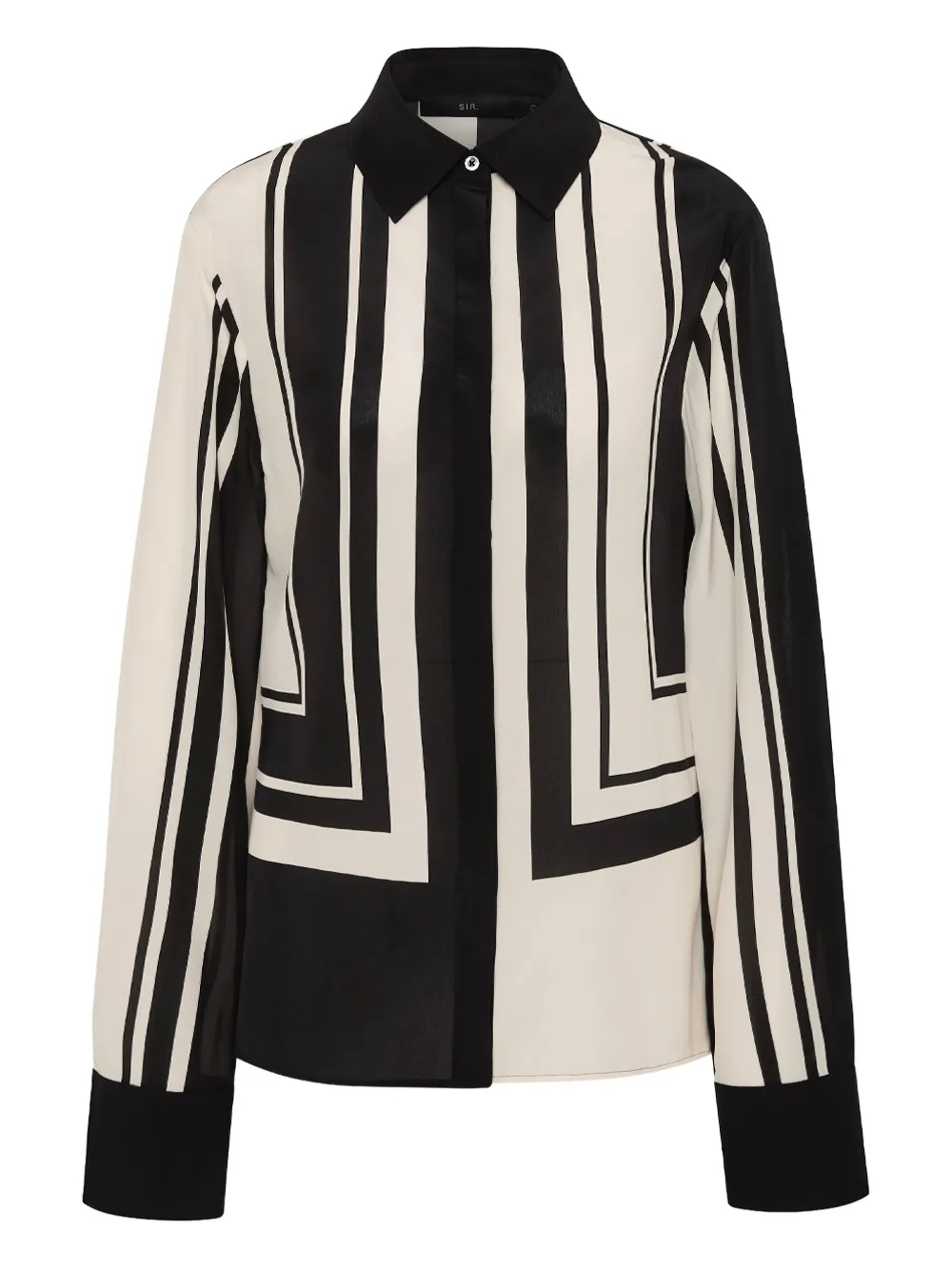Sir Geometric-striped Shirt In Black