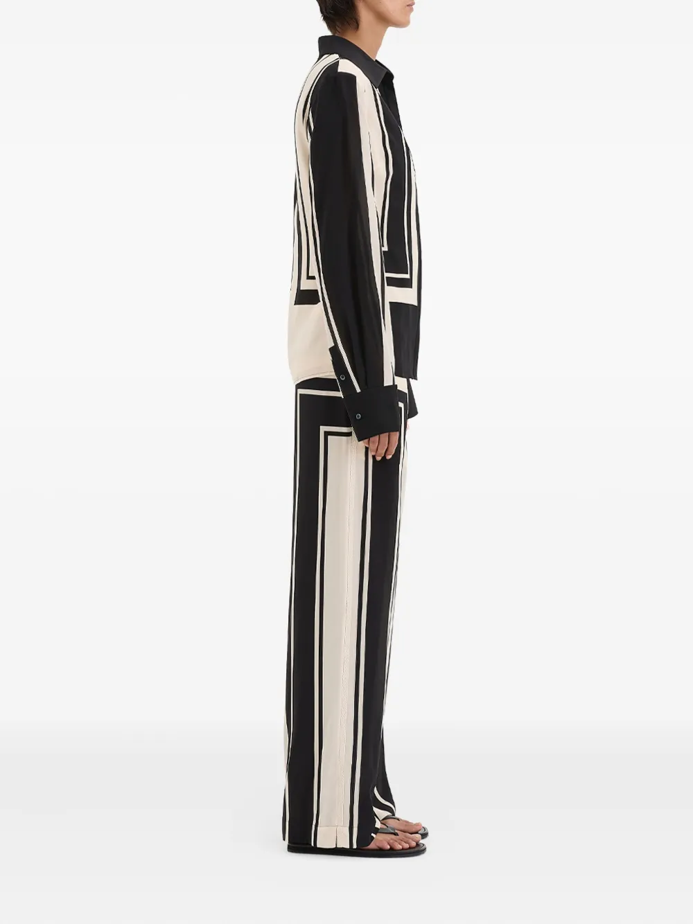 SIR. geometric-striped shirt Zwart
