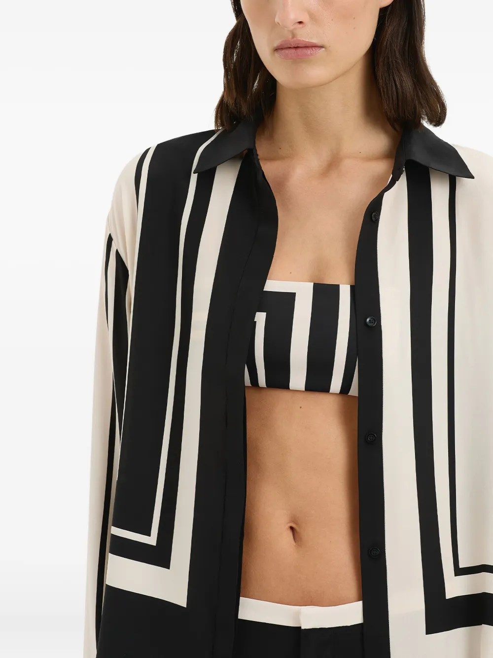 SIR. geometric-striped shirt Zwart