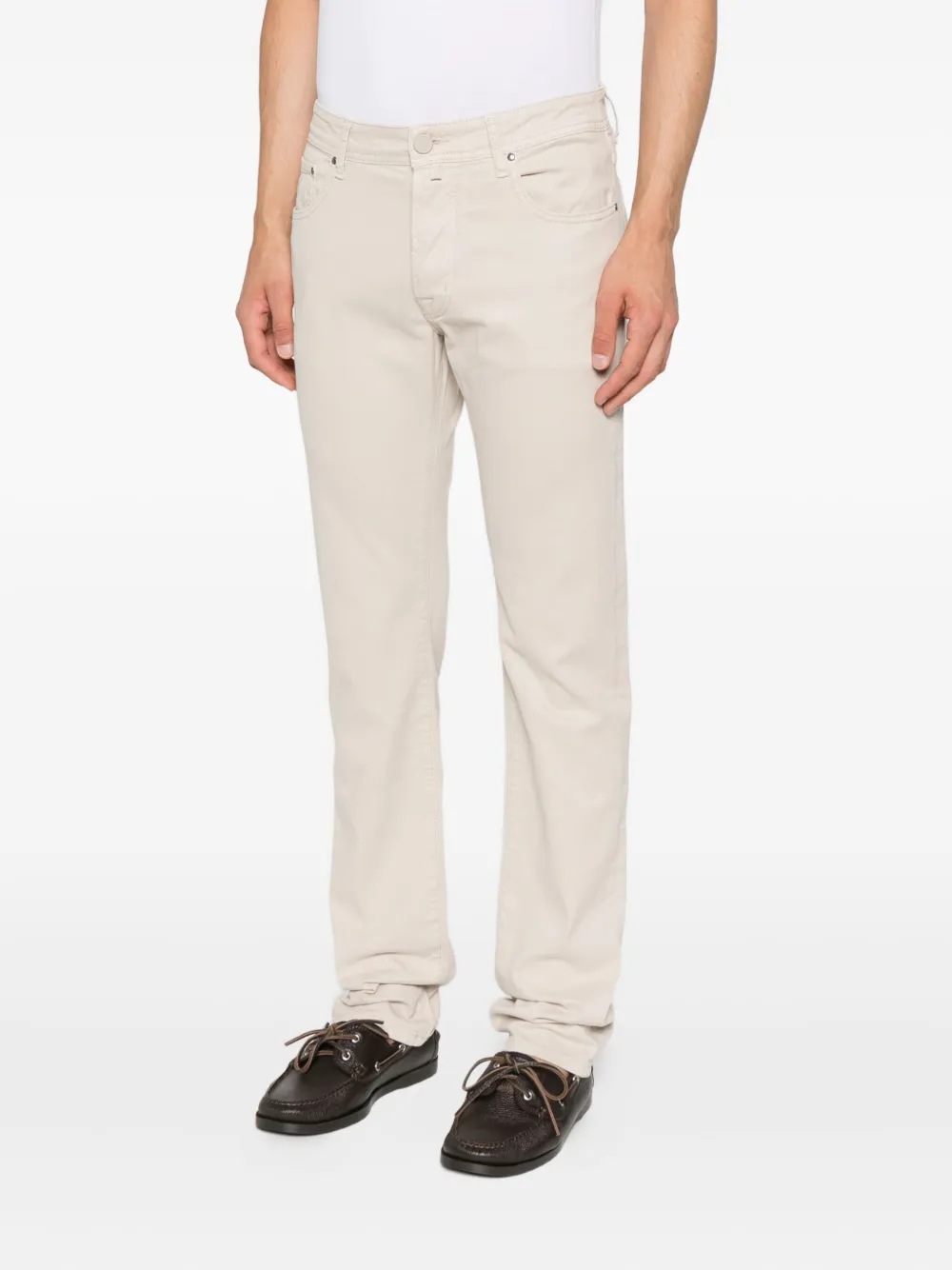 Jacob Cohën Broek met knoopsluiting Beige