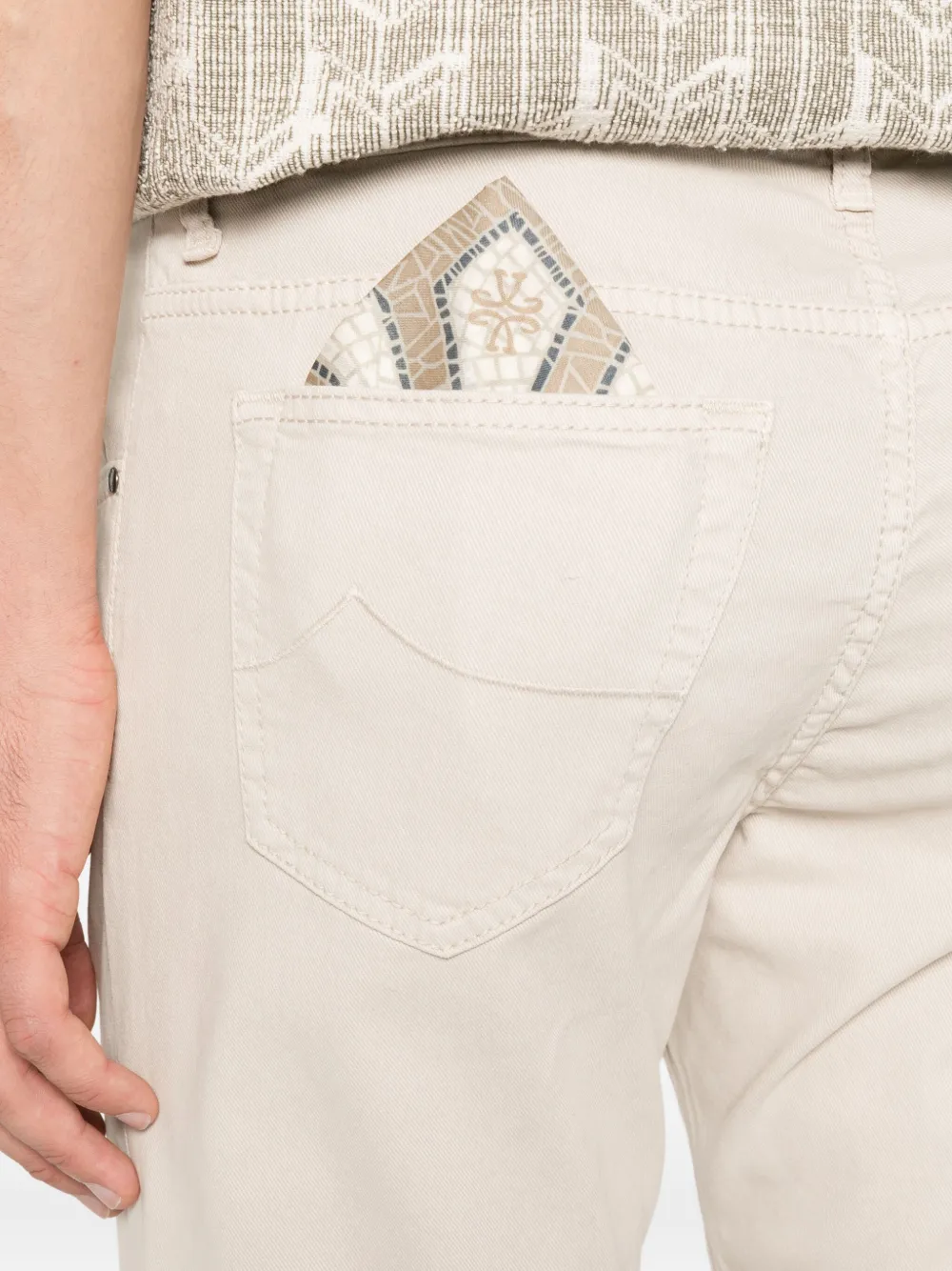 Jacob Cohën Broek met knoopsluiting Beige