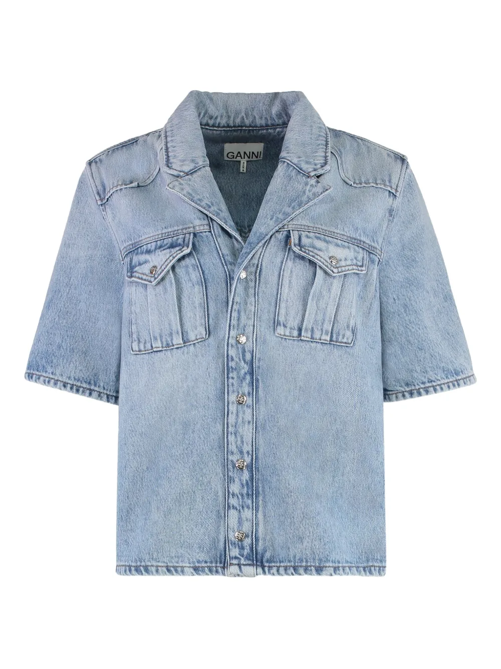 flap-pocket denim shirt