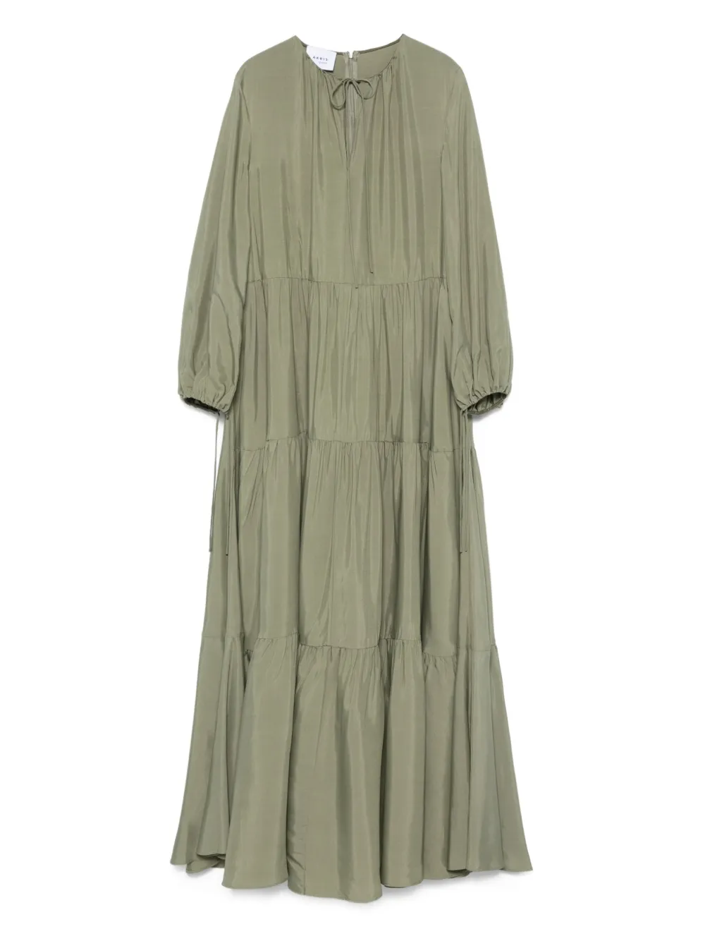 tiered balloon-sleeve maxi dress