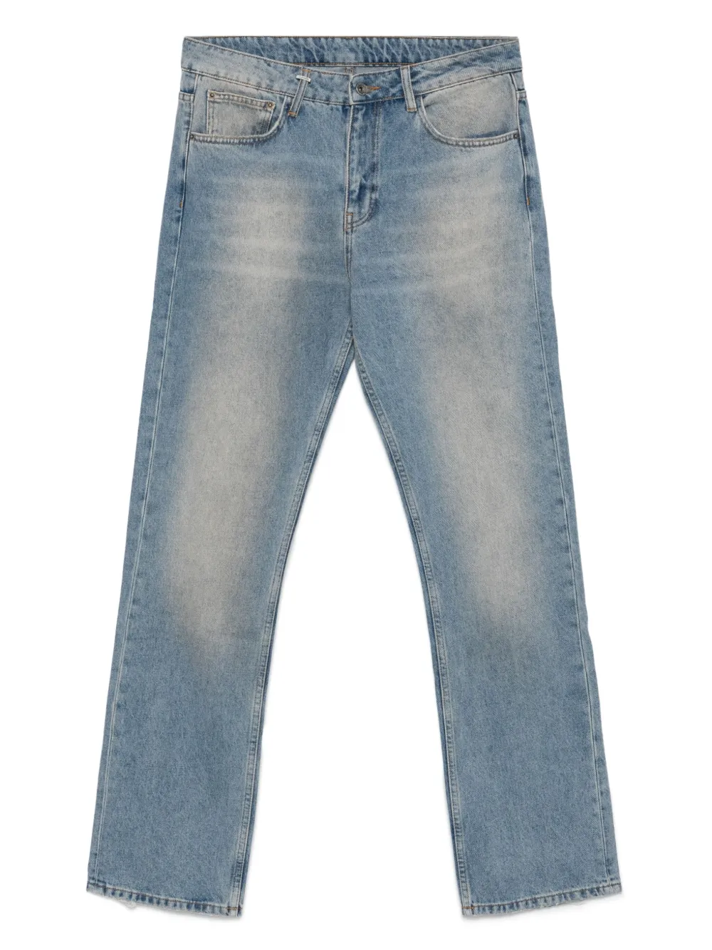 frayed-hem cotton jeans