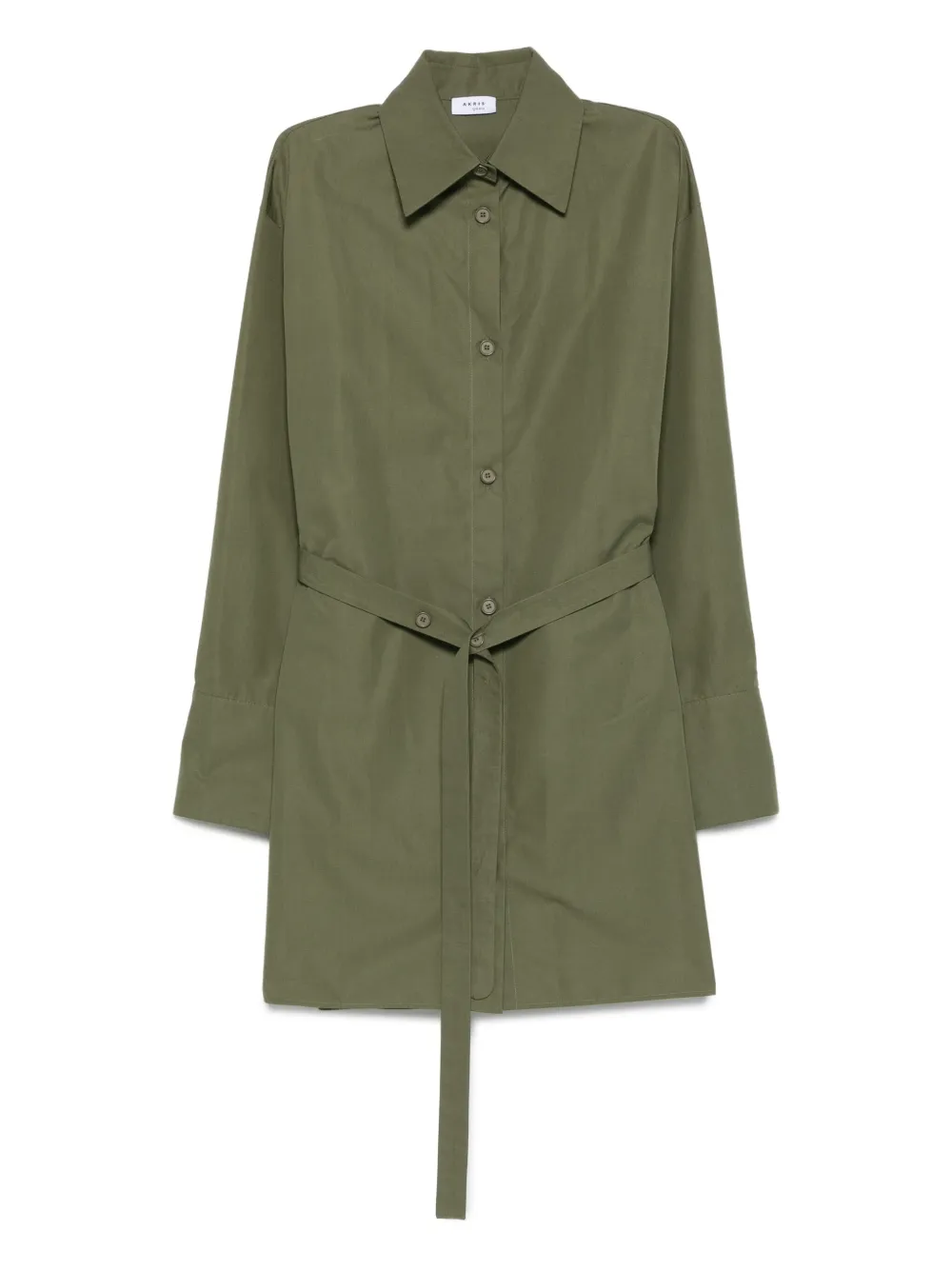 belted-waist shirt mini dress