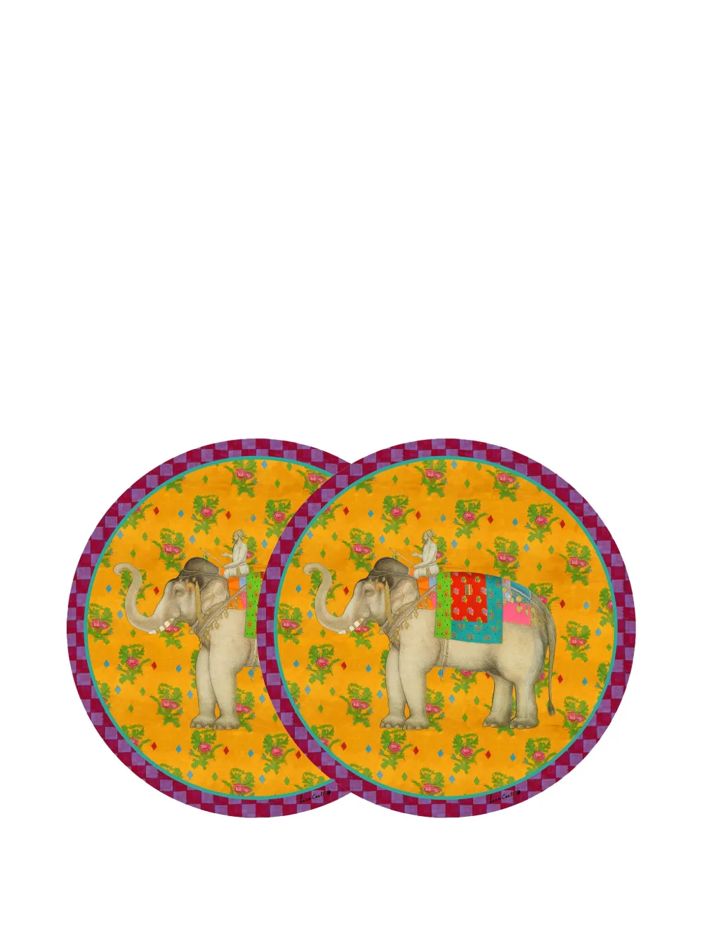 Lisa Corti Elephant-print Coaster In Yellow