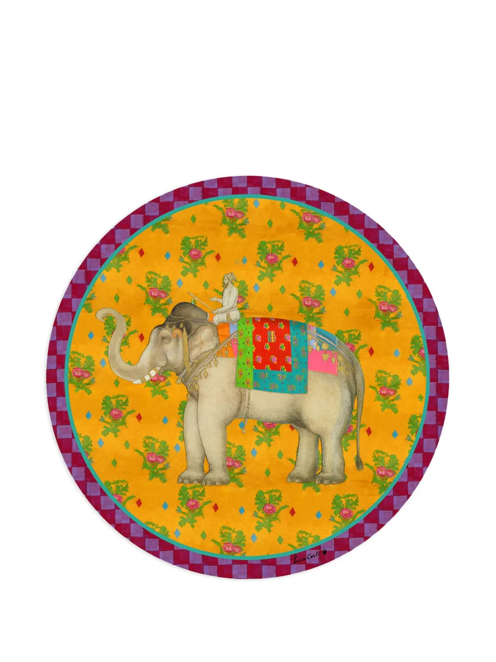 Lisa Corti elephant-print coaster | Yellow | Image 1