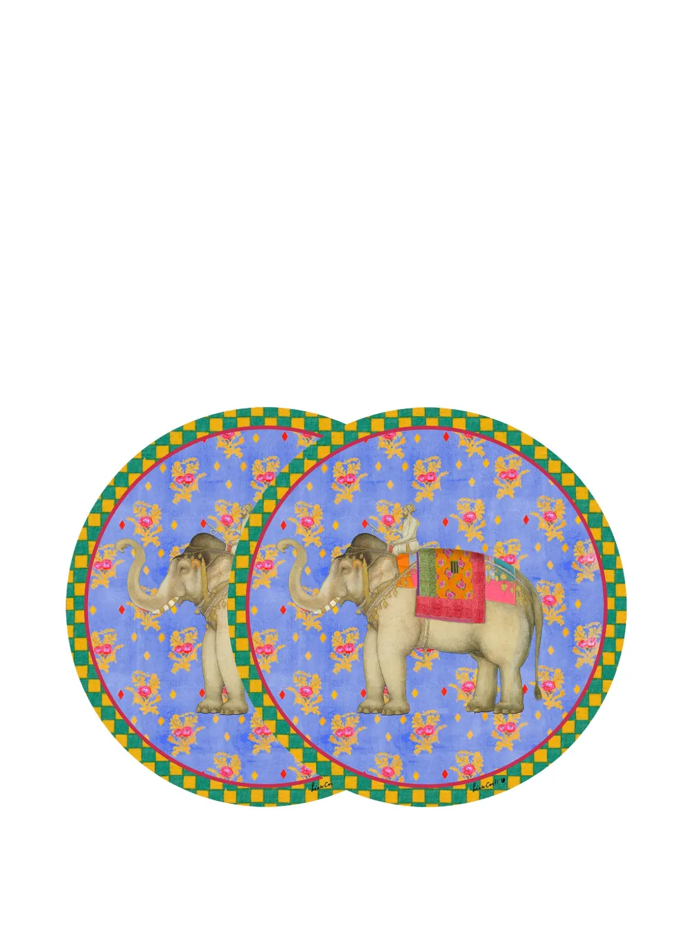Lisa Corti Elephant-print Placemat (39cm) In Blue