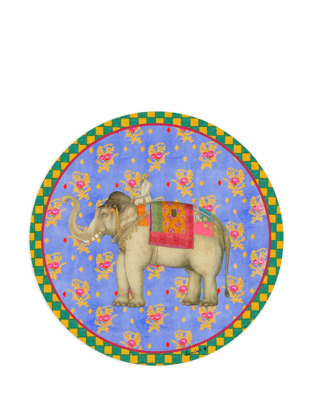 Lisa Corti elephant-print placemat (39cm) | Blue | Image 1