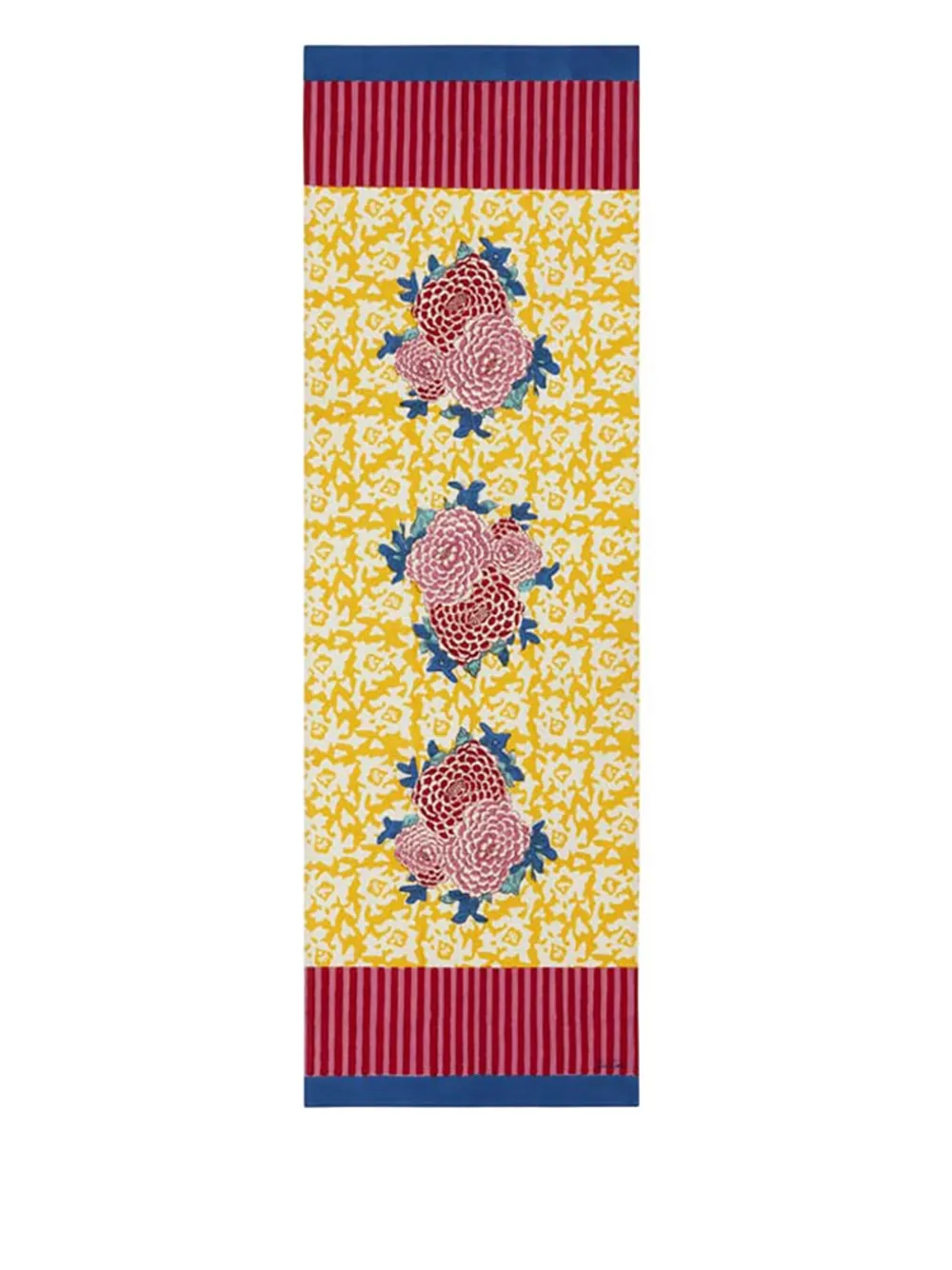 Lisa Corti Arabesque Corolla Floral-print Striped Table Runner (50cm X 150cm) In Yellow