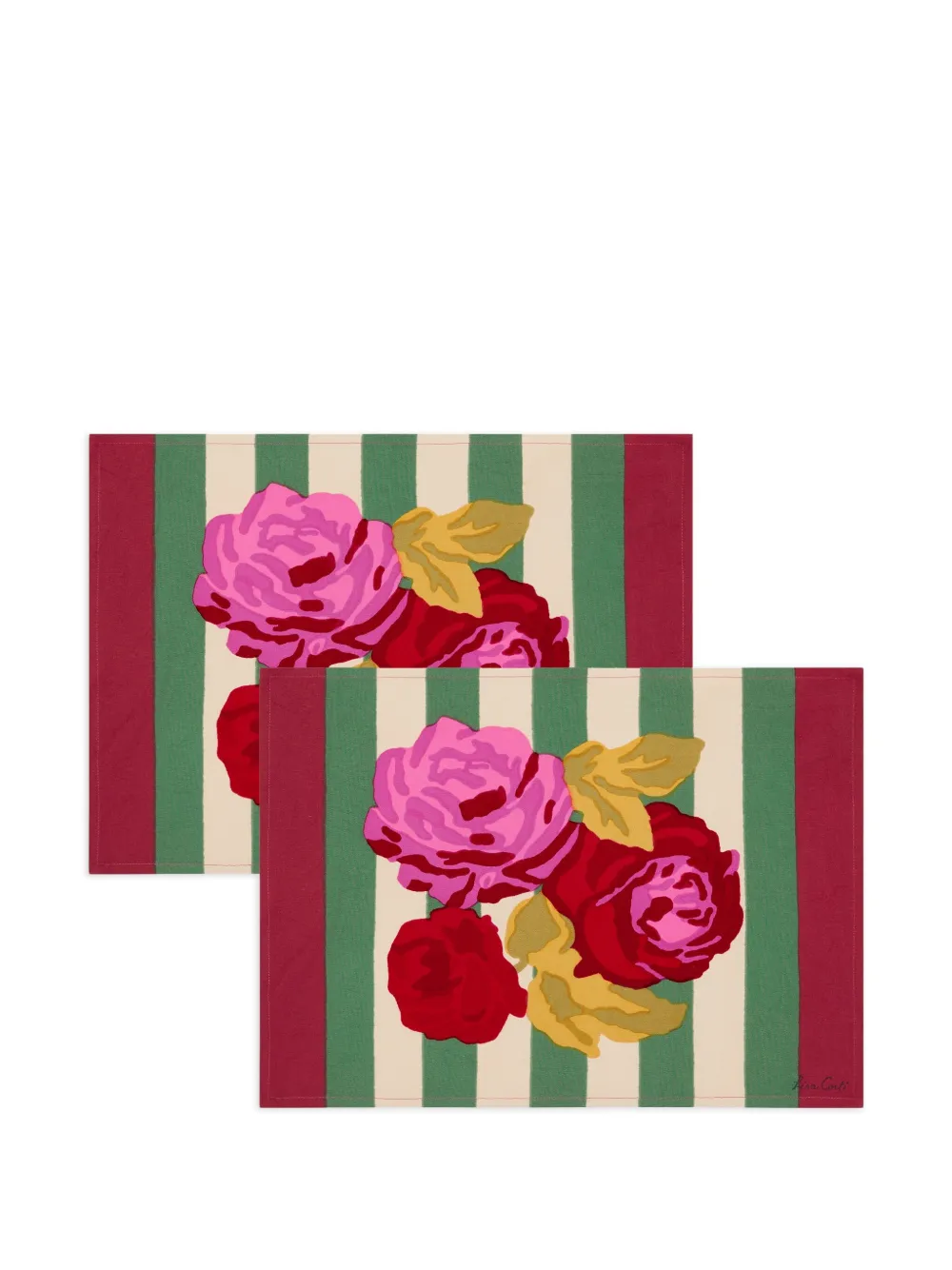 Lisa Corti Nizan rose-print striped place mat | Table Linens | Image 2