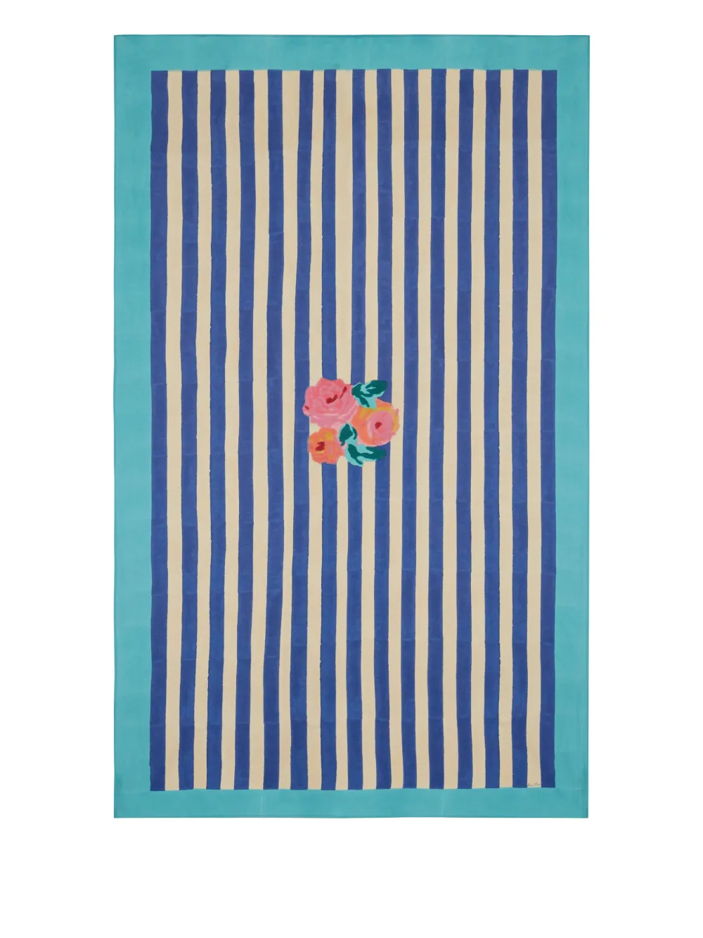 Lisa Corti Nizam Stripe Floral Tablecloth (140cm X 240cm) In Blue