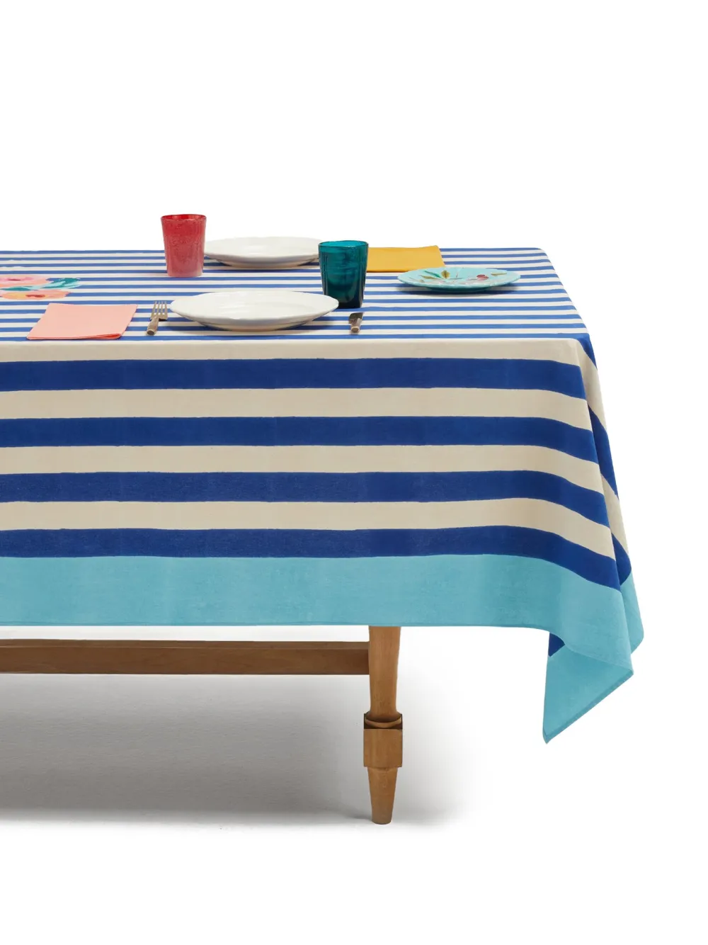 Lisa Corti Nizam stripe floral tablecloth (140cm x 240cm) | Table Linens | Image 2