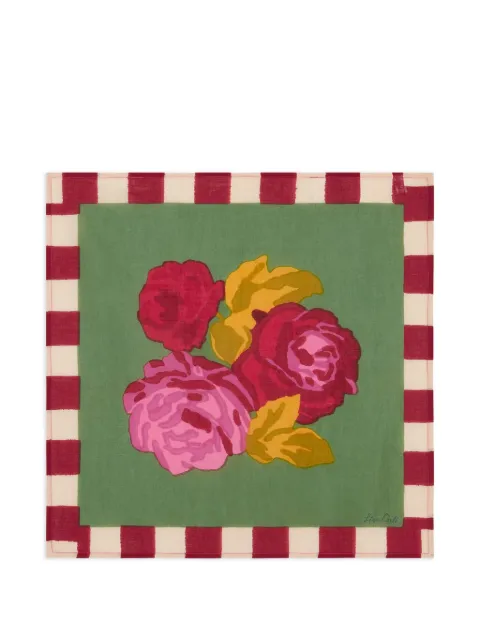 Lisa Corti rose-print checked napkins