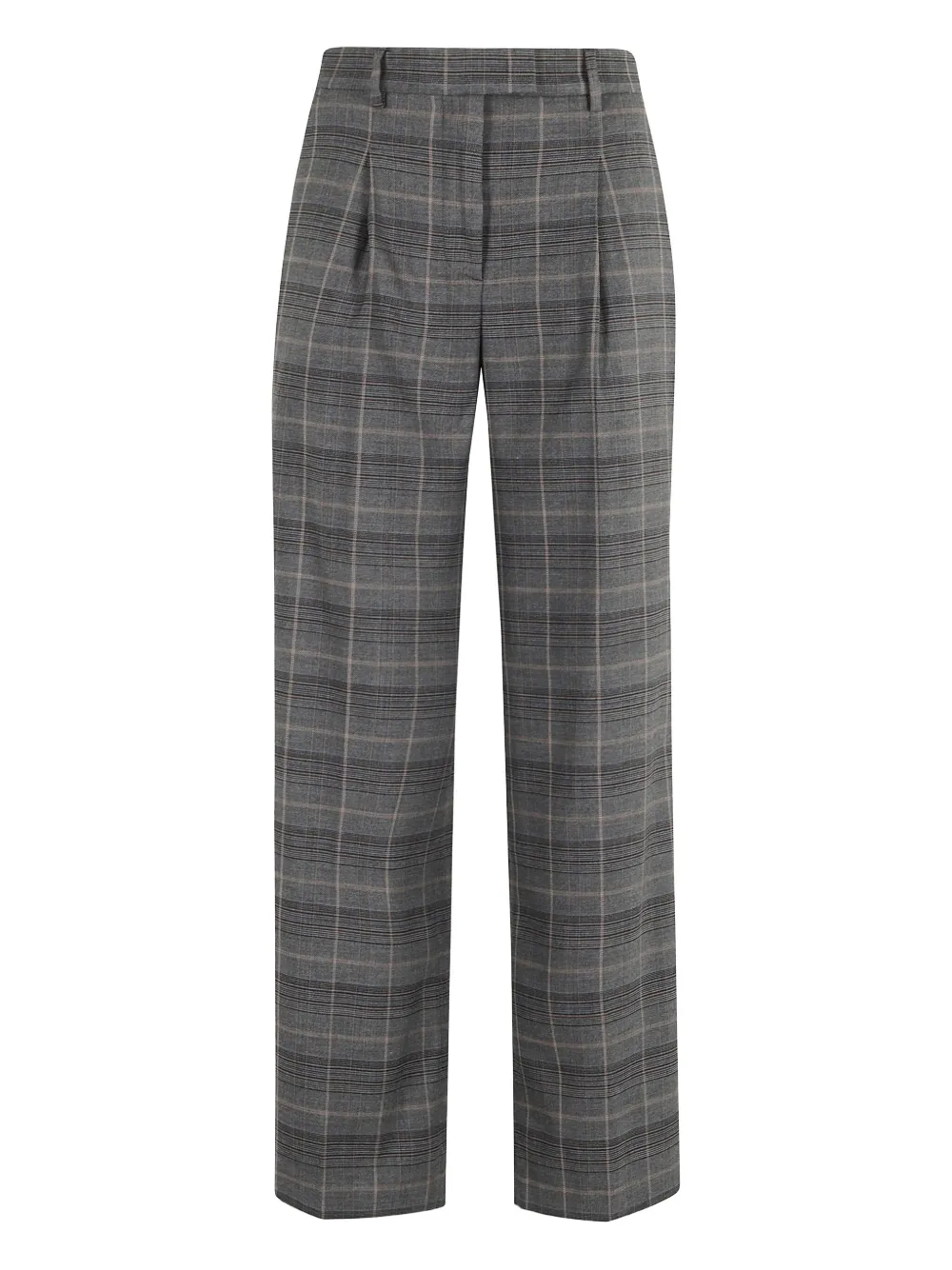 pleated checked trousers