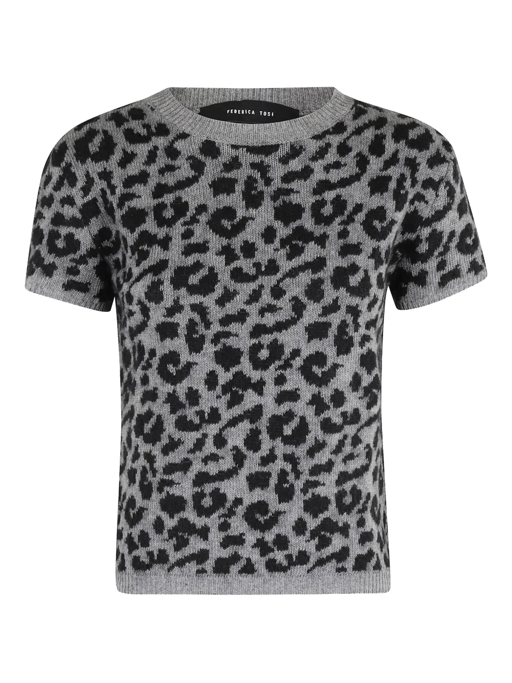 leopard-pattern short-sleeve top