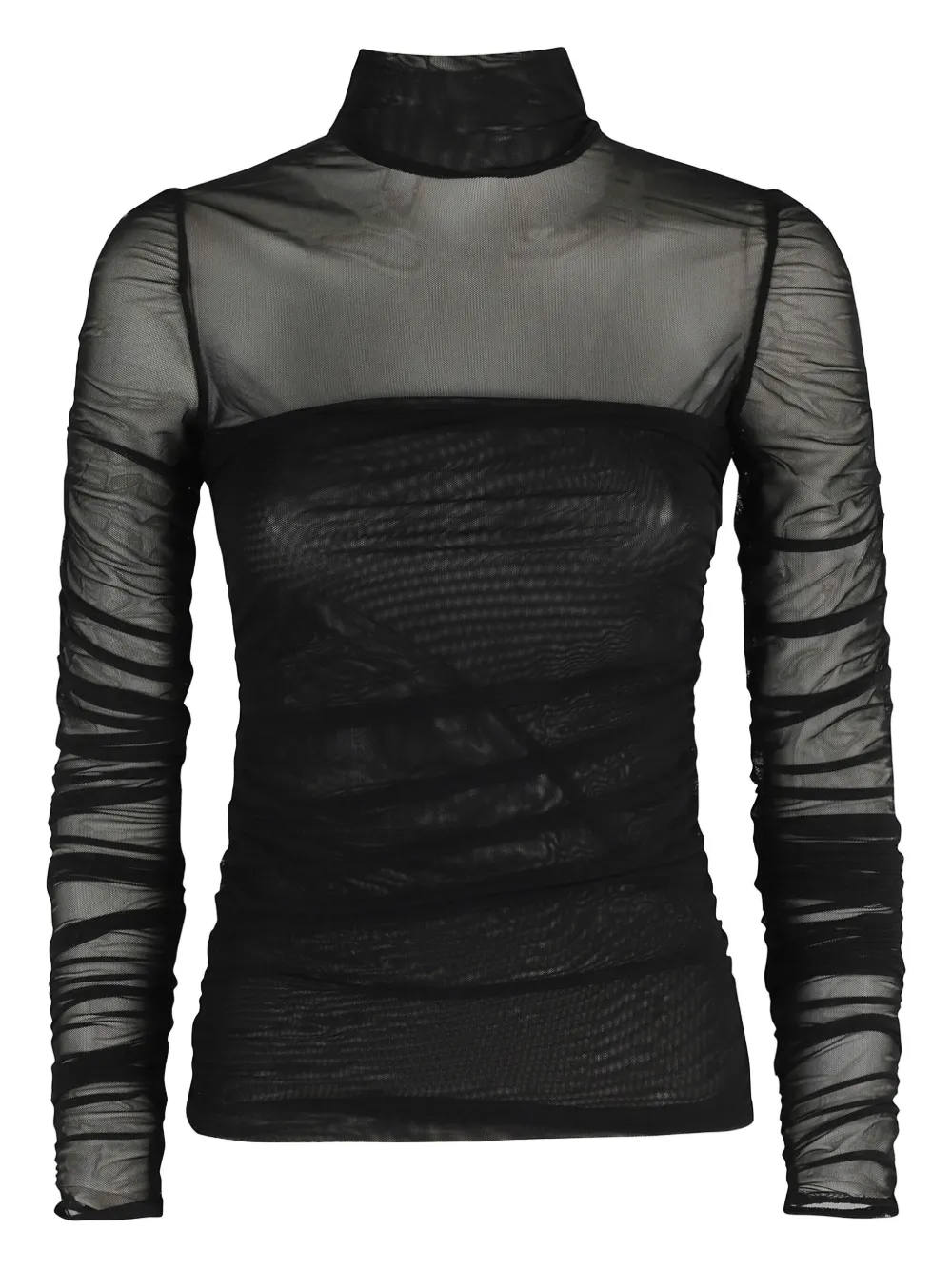 Federica Tosi mock-neck mesh T-shirt Zwart