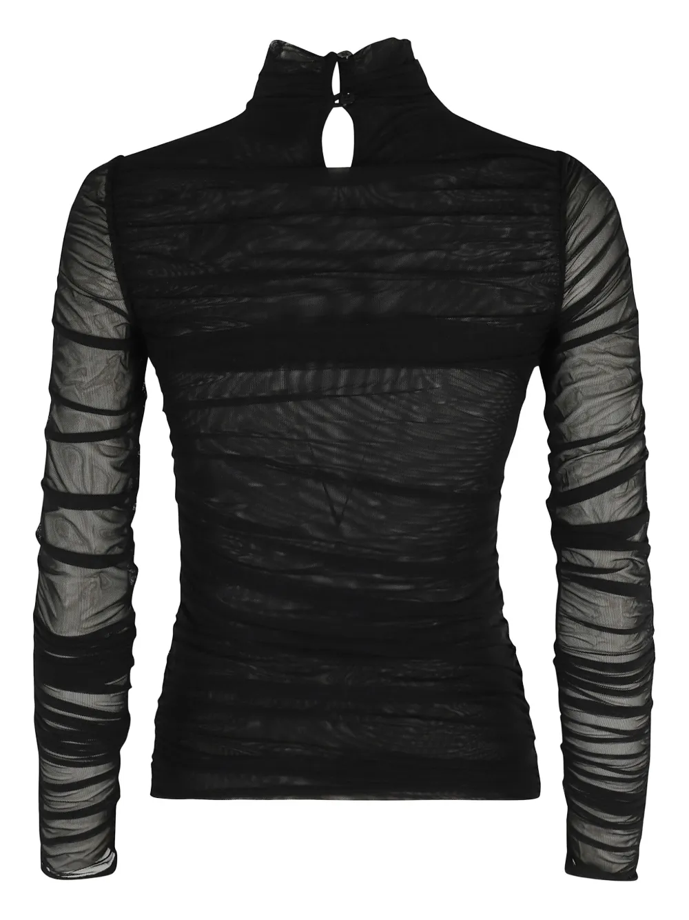 Federica Tosi mock-neck mesh T-shirt Zwart